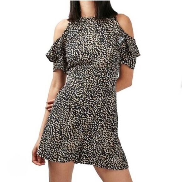 Topshop Animal Print Cold Shoulder Romper - Picture 1 of 9